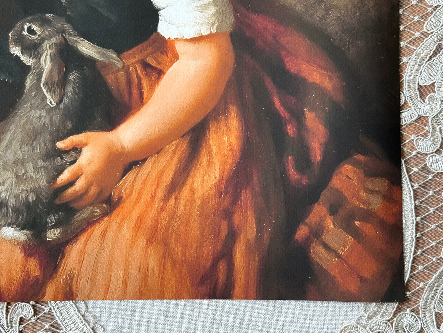 22” x 18” Dark Brown Frame & Girl With Bunny