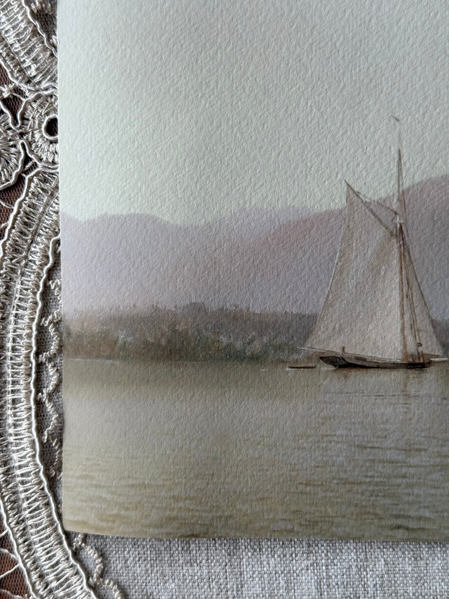 15” x 8” Dark Brown Frame with Sailboat Print