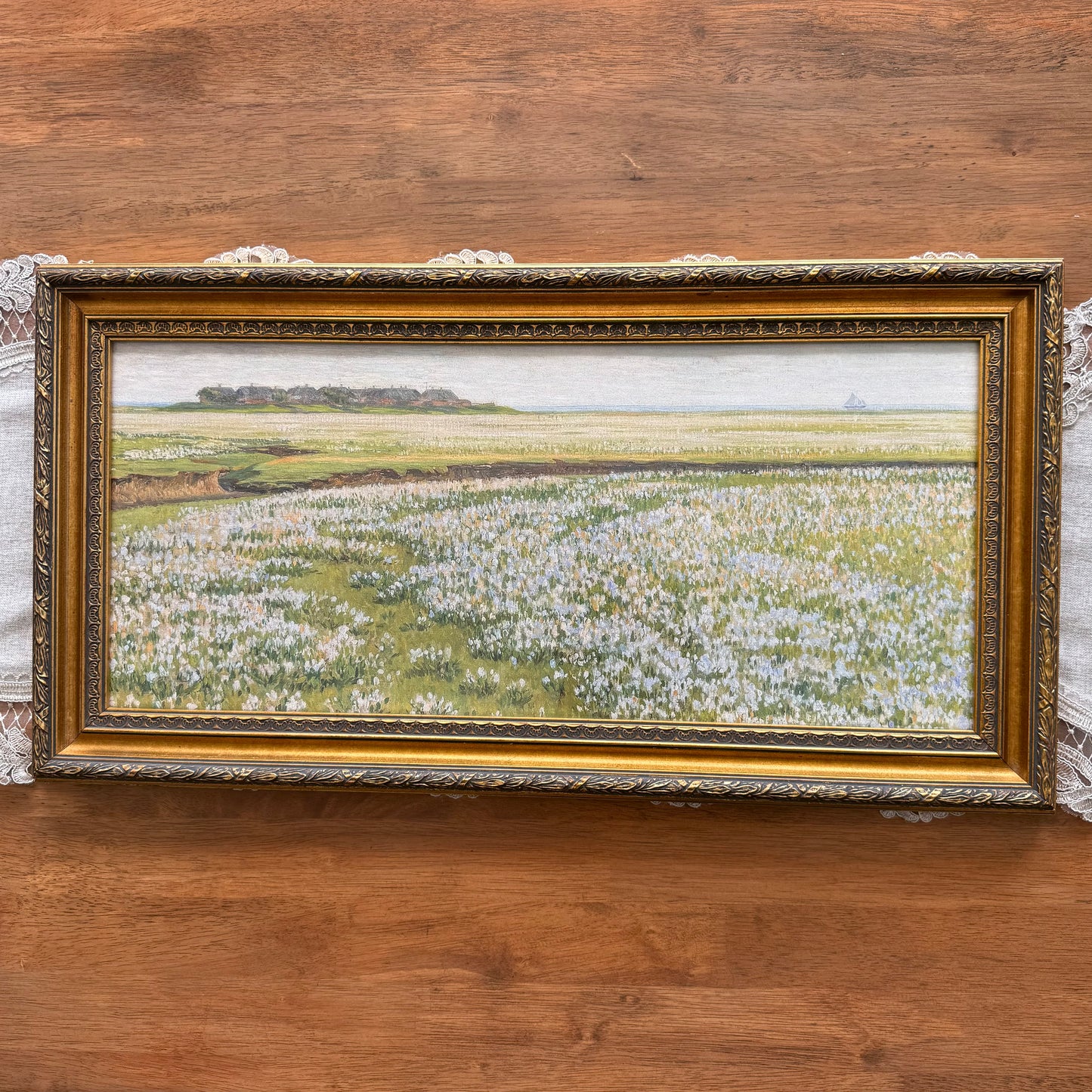 28” x 14” Gold Frame With Green Field