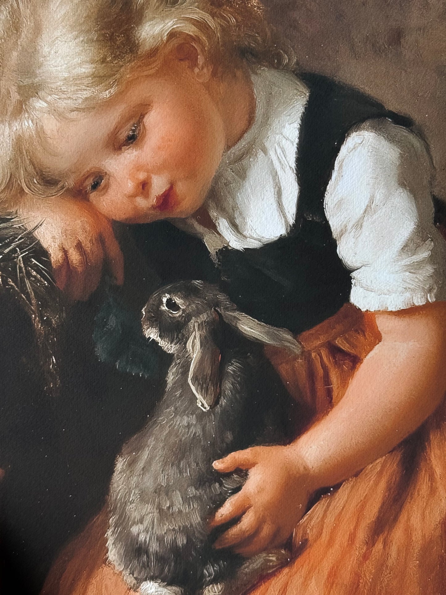 22” x 18” Dark Brown Frame & Girl With Bunny