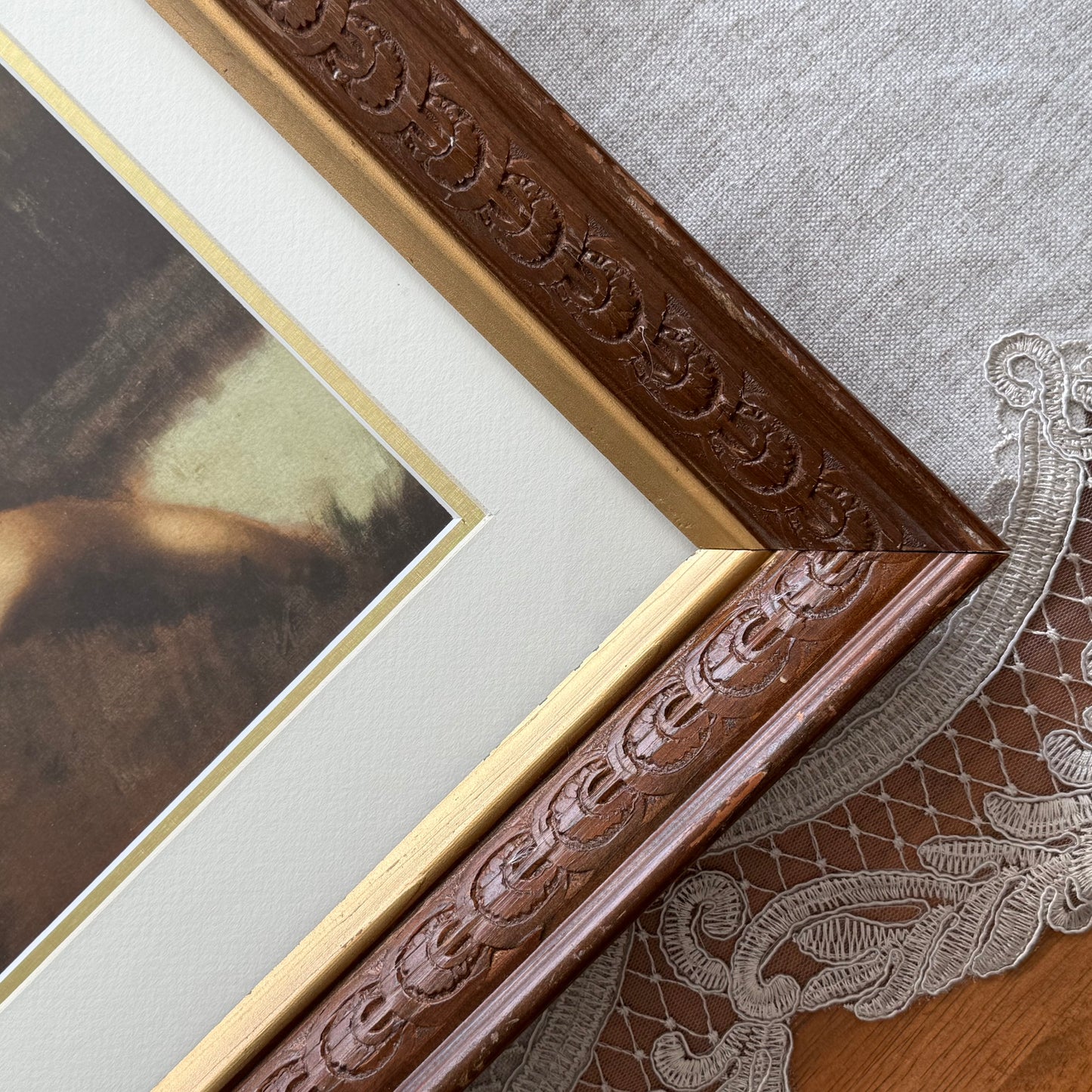 17” x 14” Brown & Gold Frame With Portrait of Woman