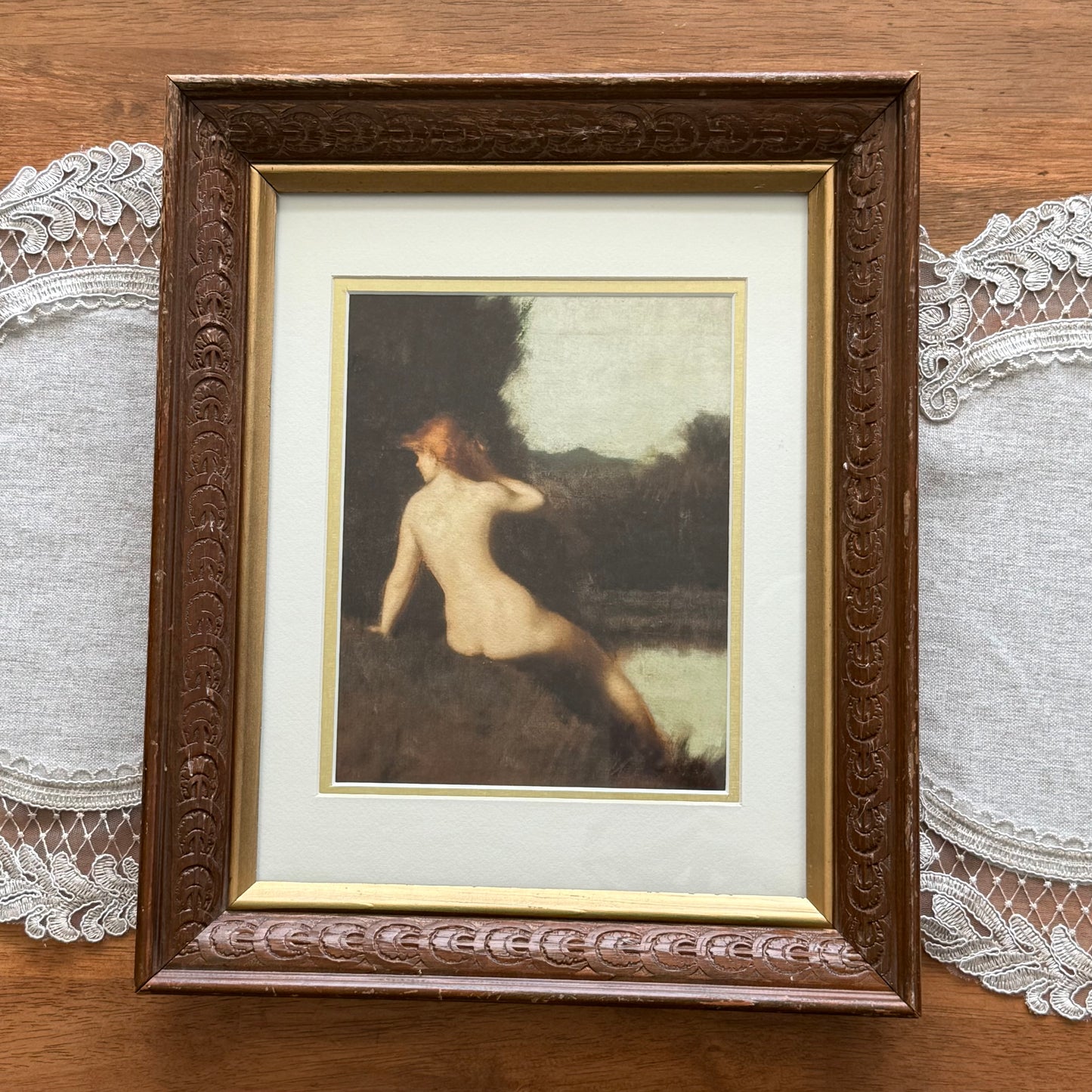 17” x 14” Brown & Gold Frame With Portrait of Woman