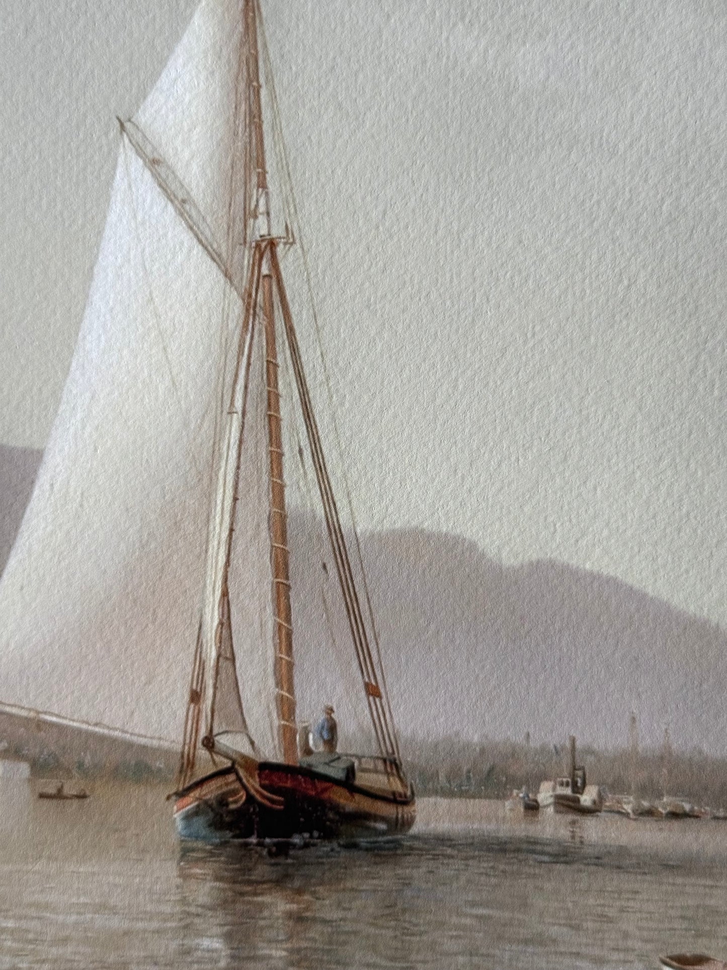 15” x 8” Dark Brown Frame with Sailboat Print