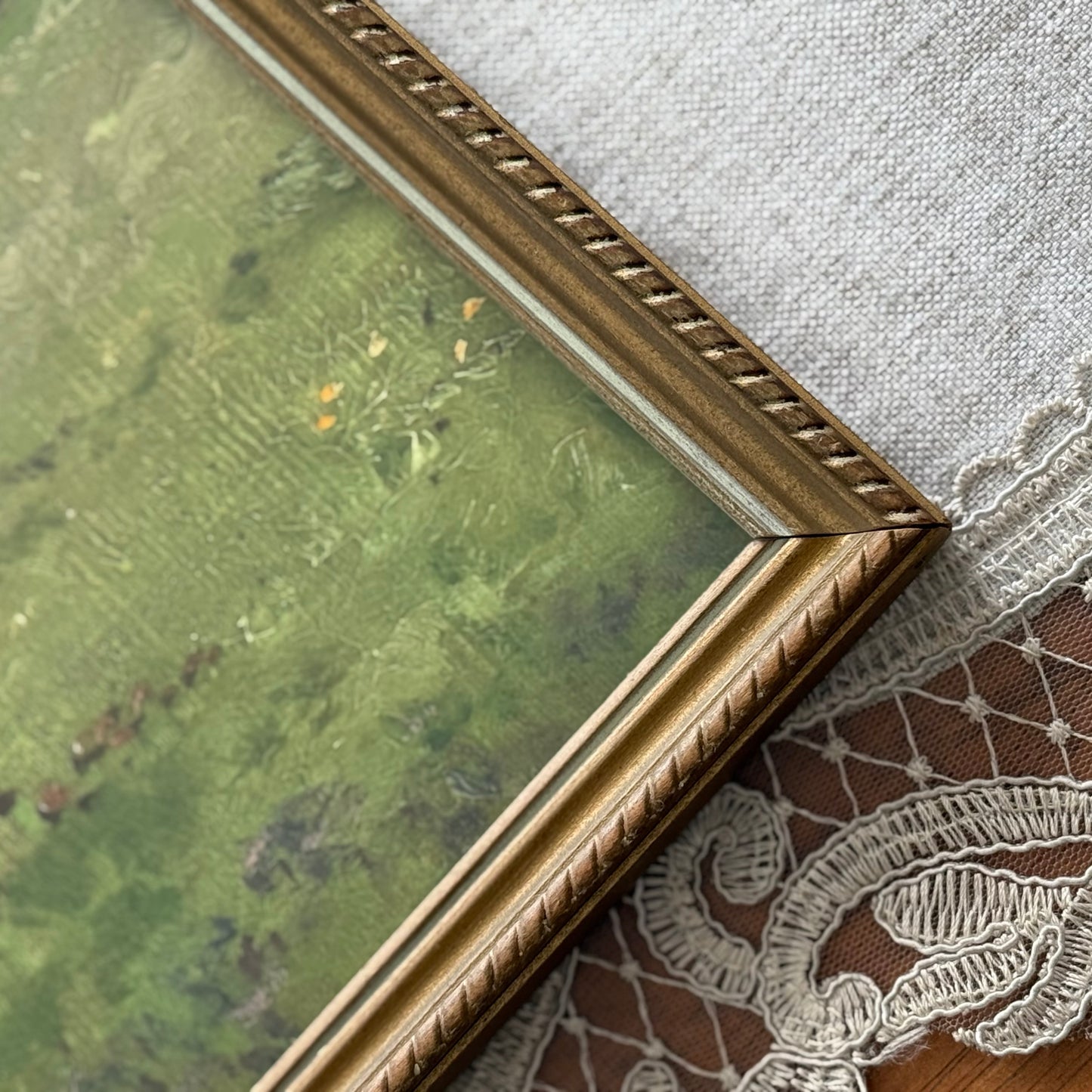 21” x 17” Thin Gold Frame With Country Scene