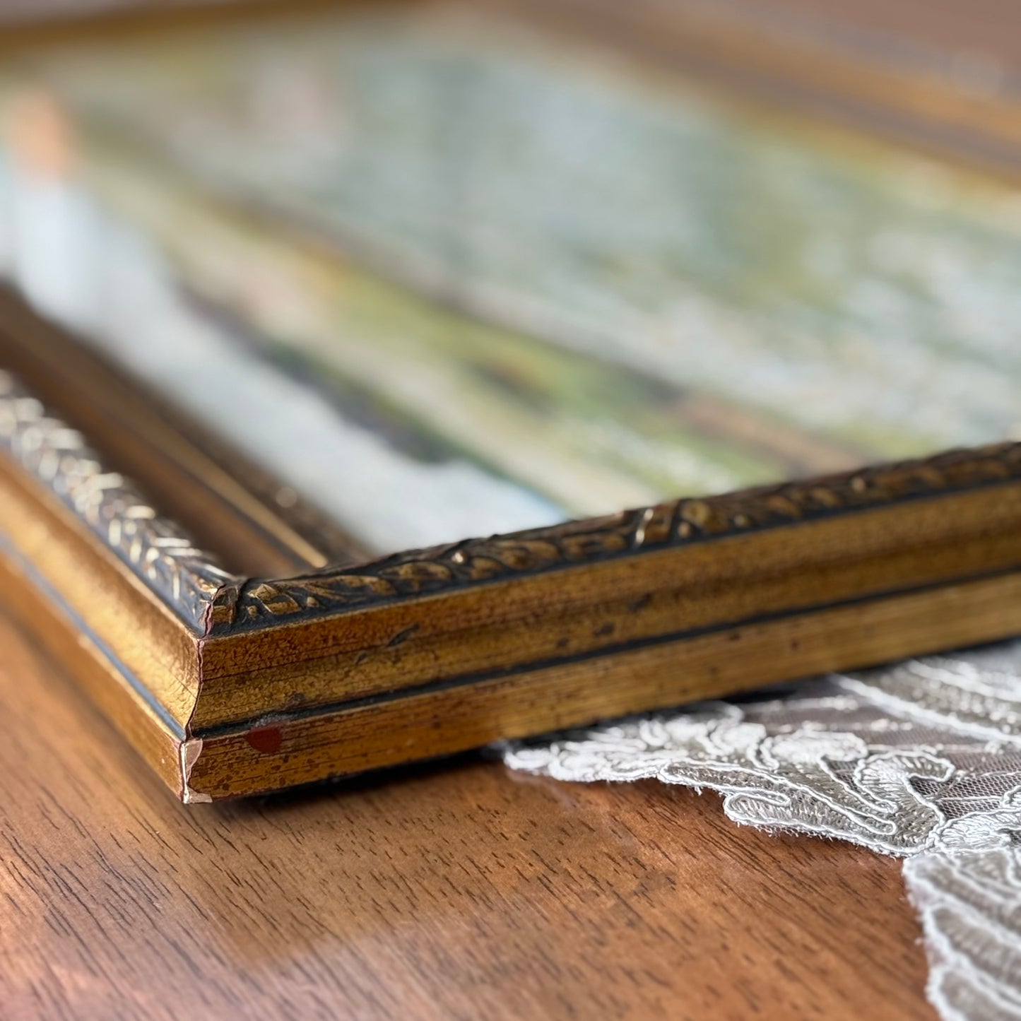 28” x 14” Gold Frame With Green Field