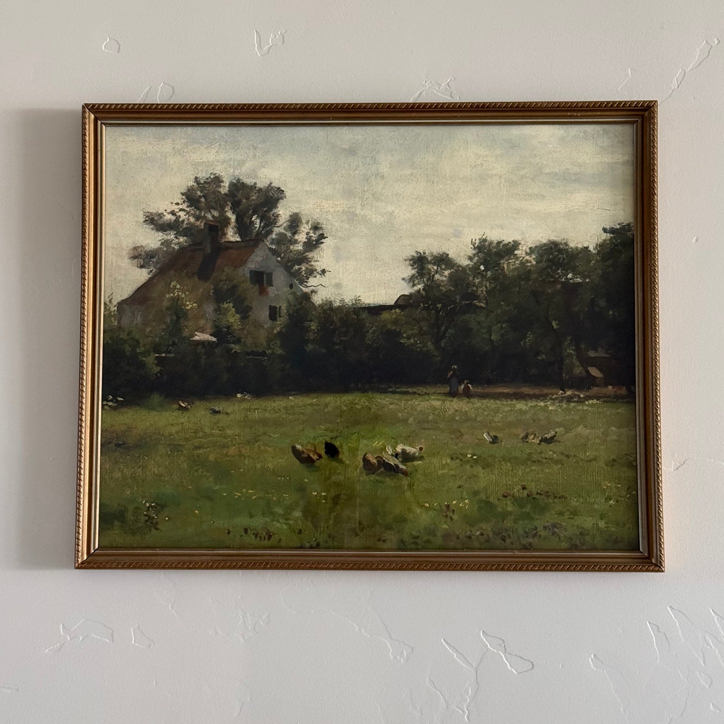 21” x 17” Thin Gold Frame With Country Scene