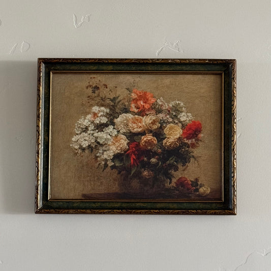 13” x 10” Gold & Green Frame & Floral Print