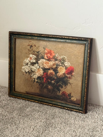 13” x 10” Gold & Green Frame & Floral Print
