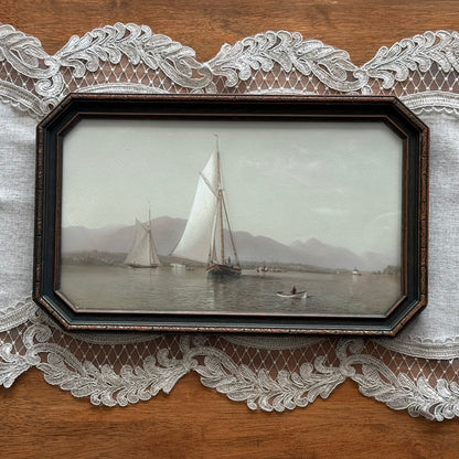 15” x 8” Dark Brown Frame with Sailboat Print