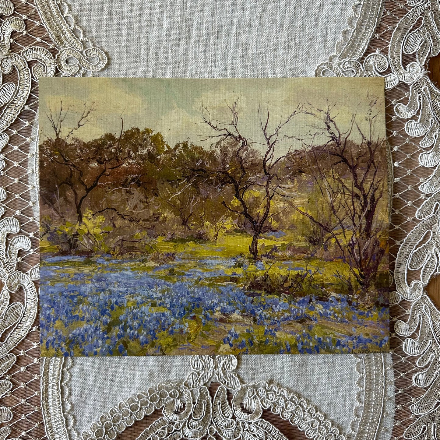 Bluebonnets & Mesquite  Nat Rone Designs   