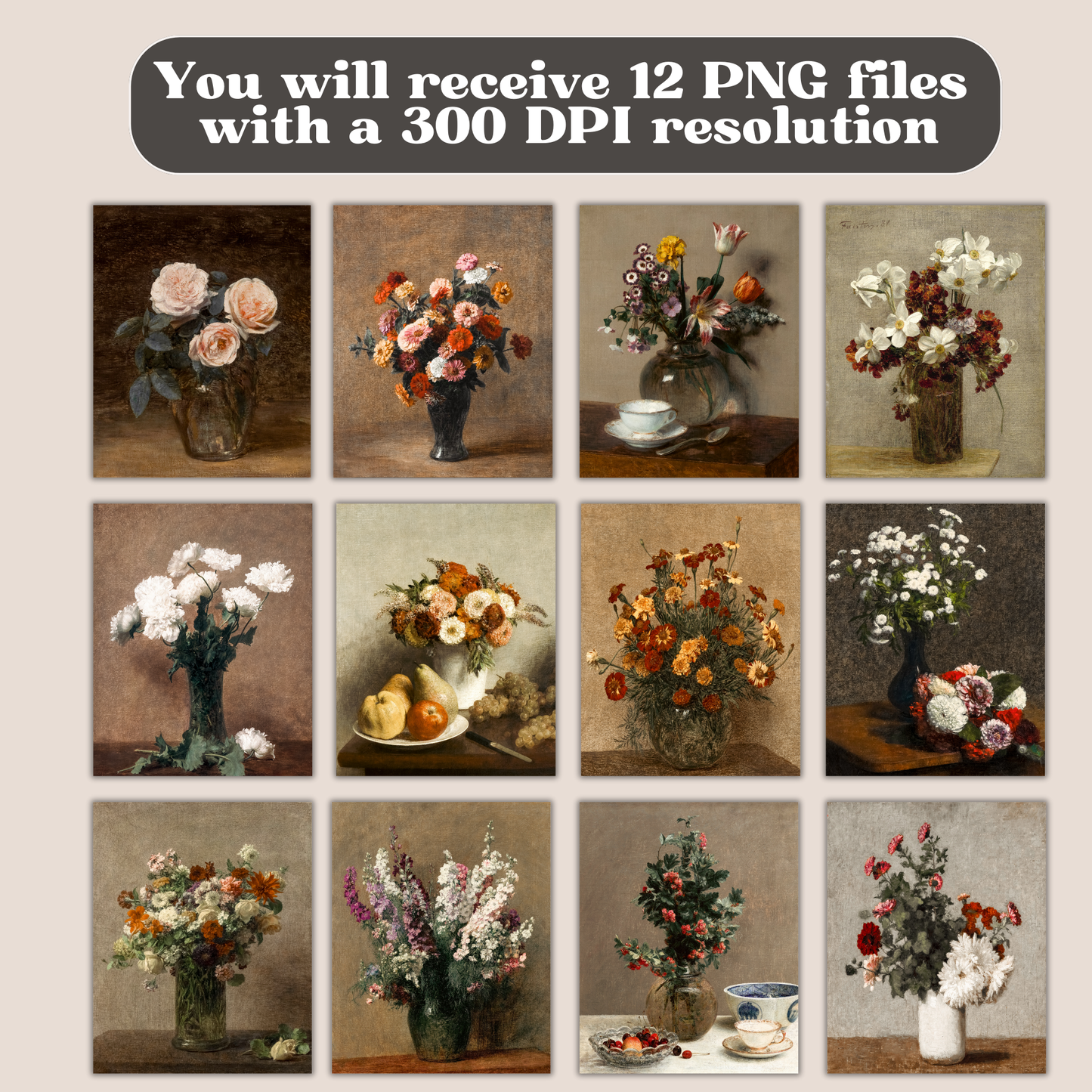 12 Moody Vintage Flowers (Digital Download)