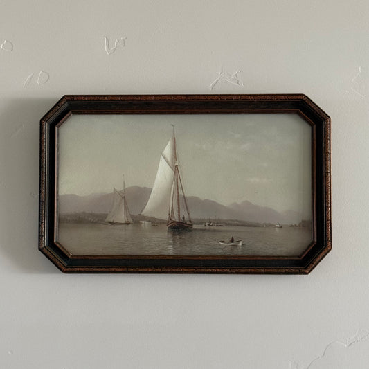 15” x 8” Dark Brown Frame with Sailboat Print