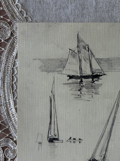 Three Sailing Vessels Sketch
