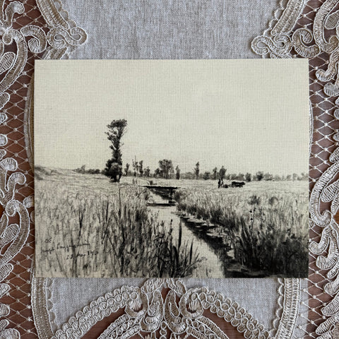 Etch of a Landscape & Stream