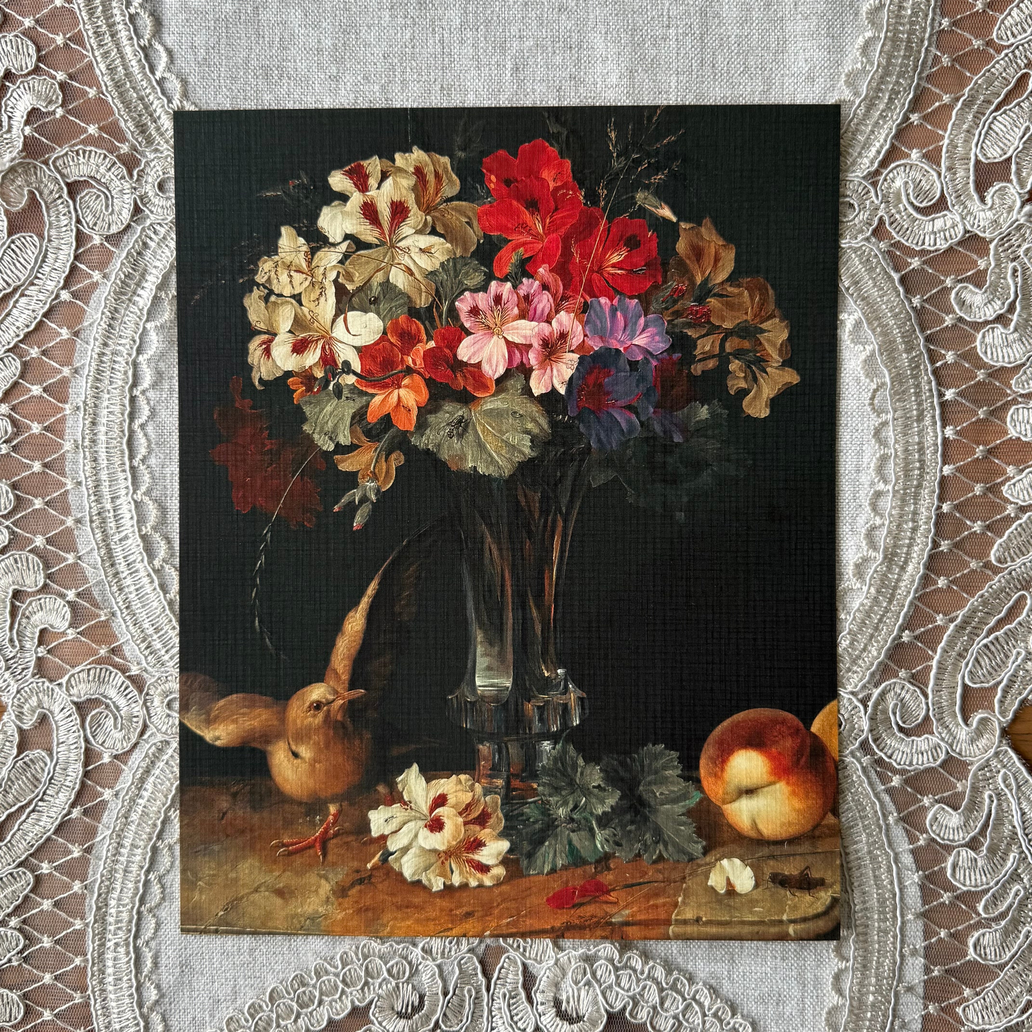 Bird, Peach & Fruit