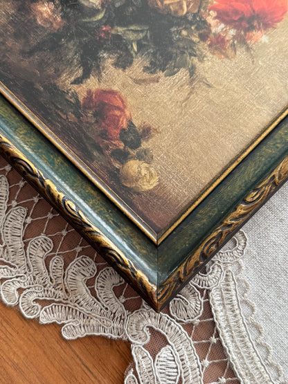 13” x 10” Gold & Green Frame & Floral Print