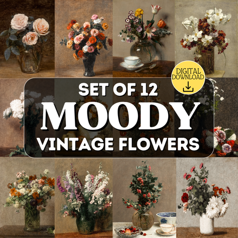 12 Moody Vintage Flowers (Digital Download)